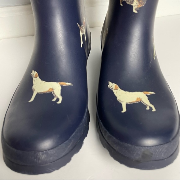 Joules tall welly Rain Boots Dogs corgi lab blue size 7 - Picture 6 of 11